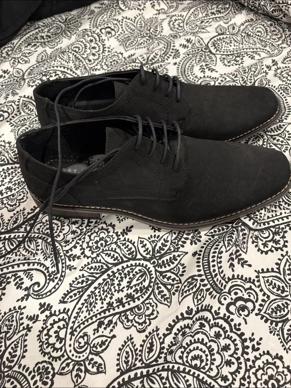 Perry Ellis Black Suede Derby Lace-Up Shoes